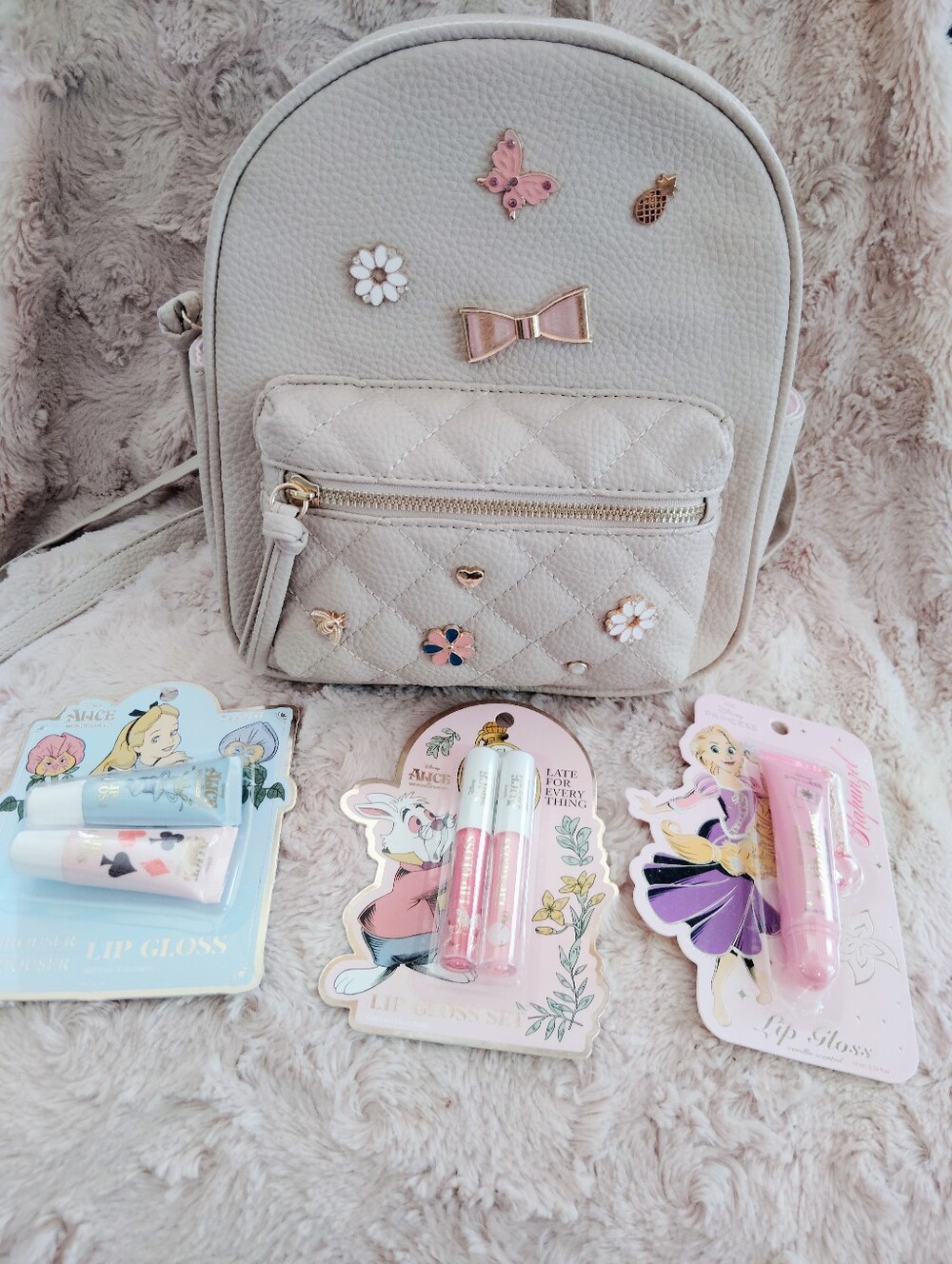 BUNDLE OF 4!! Underonesky, Mini Backpack & Disney Lipglosses